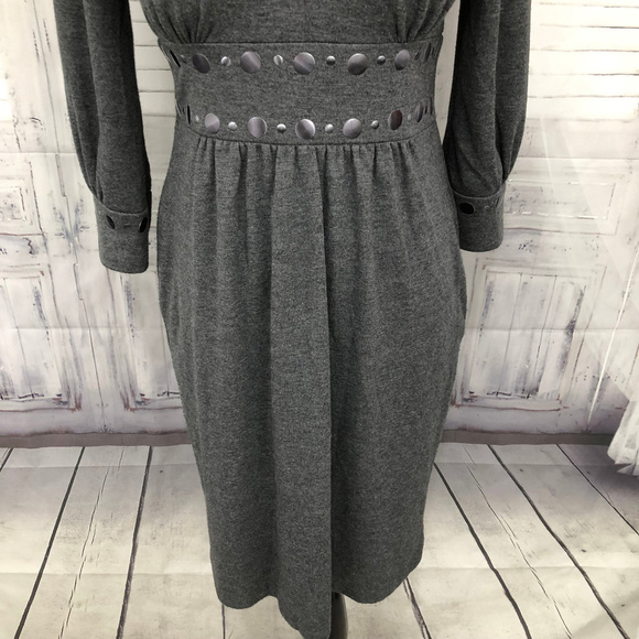 David Meister 4 Gray V Neck Studded Dress Sheath - Picture 2 of 8